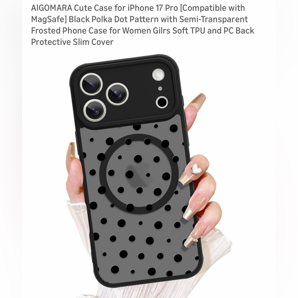3/$12 Black Polka Dot iPhone 17 Pro Case 6.3